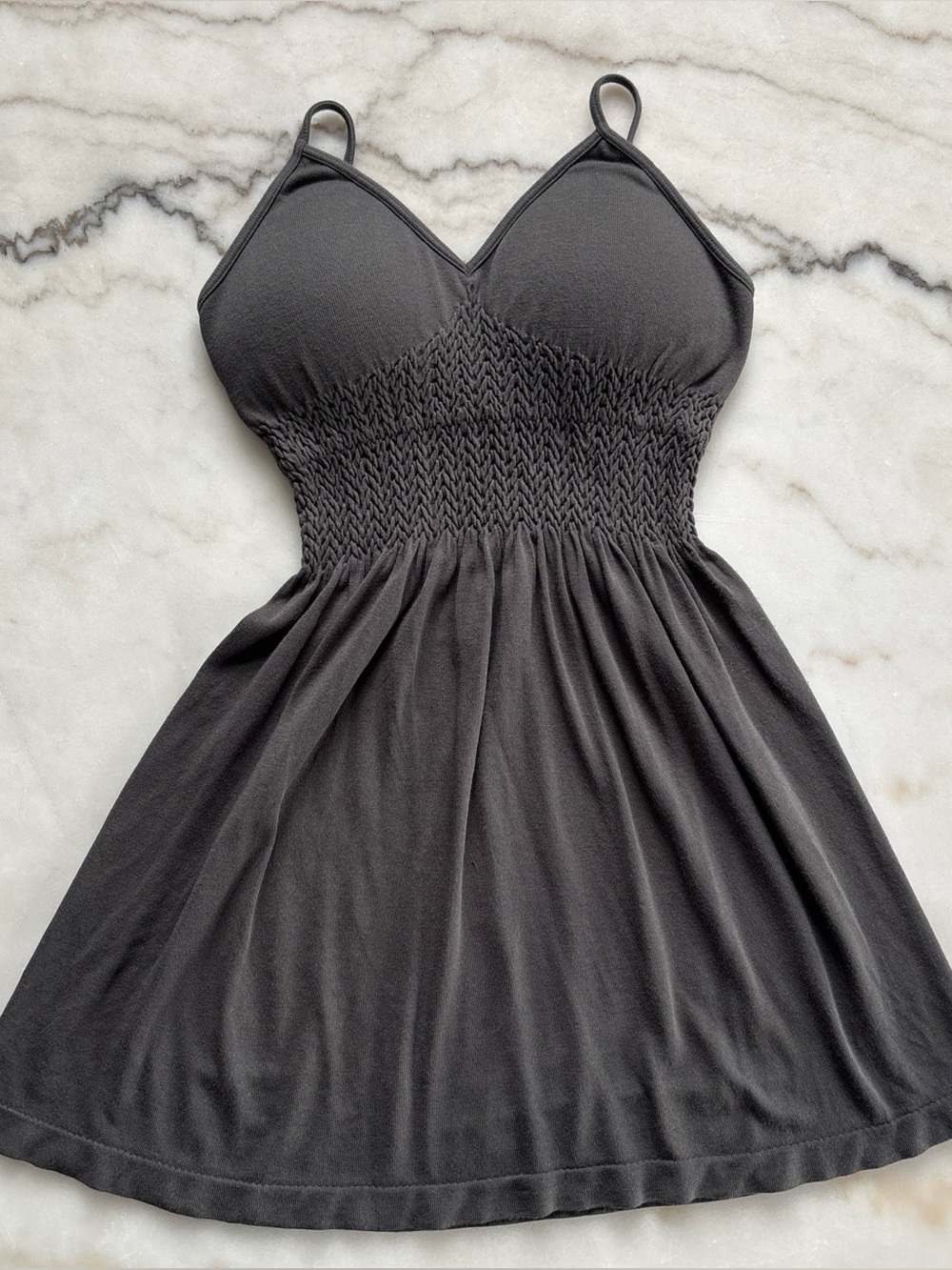 Vintage Y2K Juicy Couture Empire Waist Mini Dress Charcoal Knit Cami Size Small